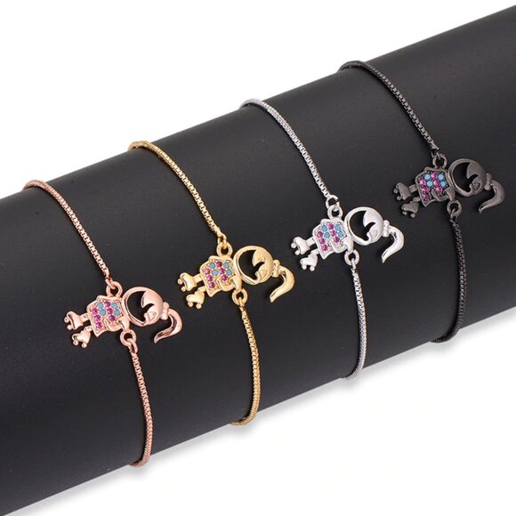 Skating Girl Hobby Yellow Gold Thin Bracelet - Picture 4 of 5